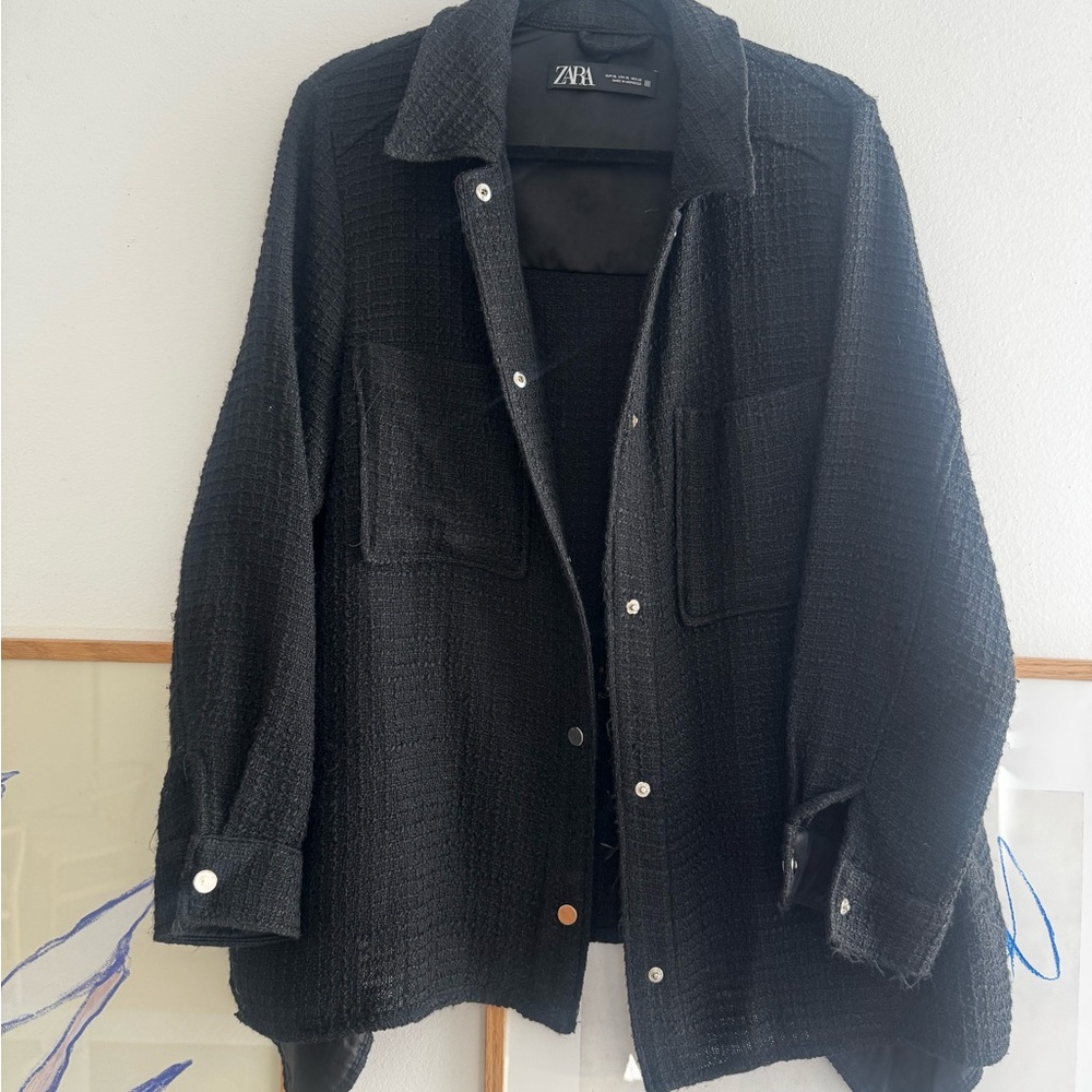 Zara Women's Black Shirt Jacket